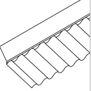 Wandanschlussprofil für 76/18 Stärke ca. 1,5 mm, 1045 mm breit