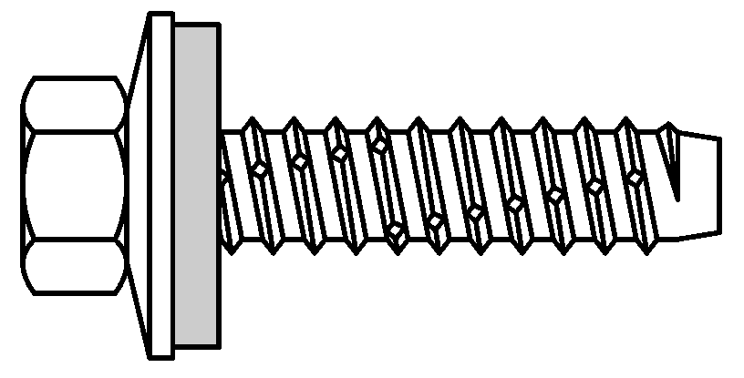 Spezialschraube aus Edelstahl 1.4301 E-X 16 BZ 6.3 x 50 mm, mit Dichtscheibe