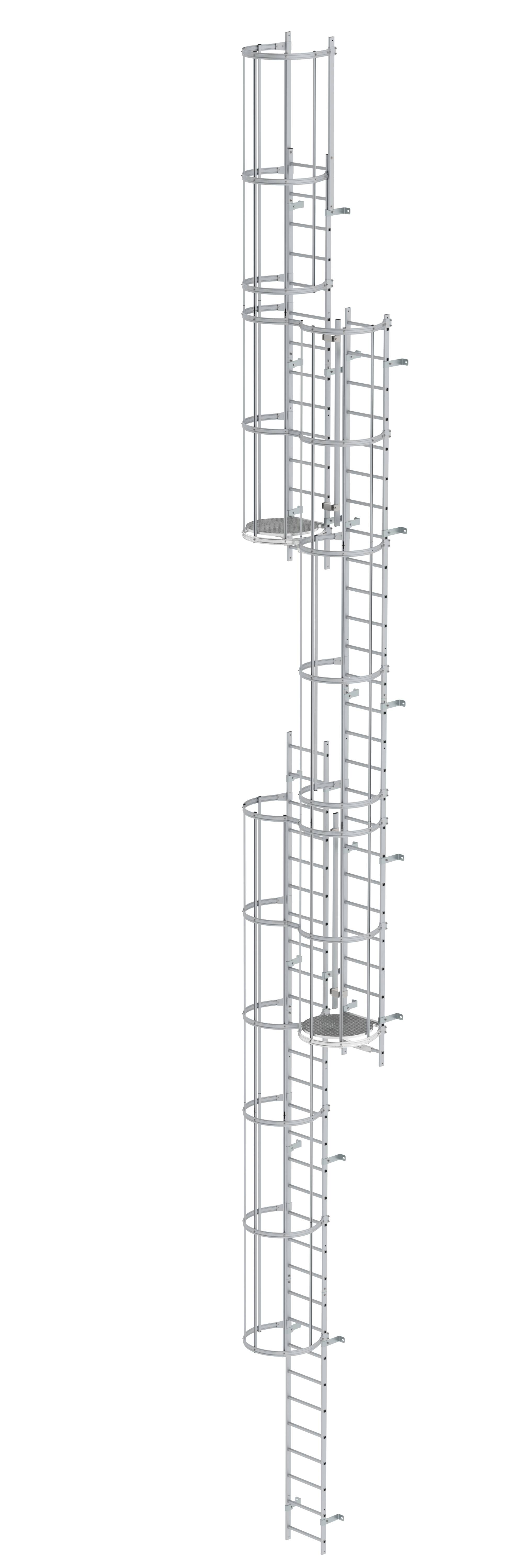 MUNK Mehrzügige Steigleiter mit Rückenschutz (Maschinen) Aluminium blank  