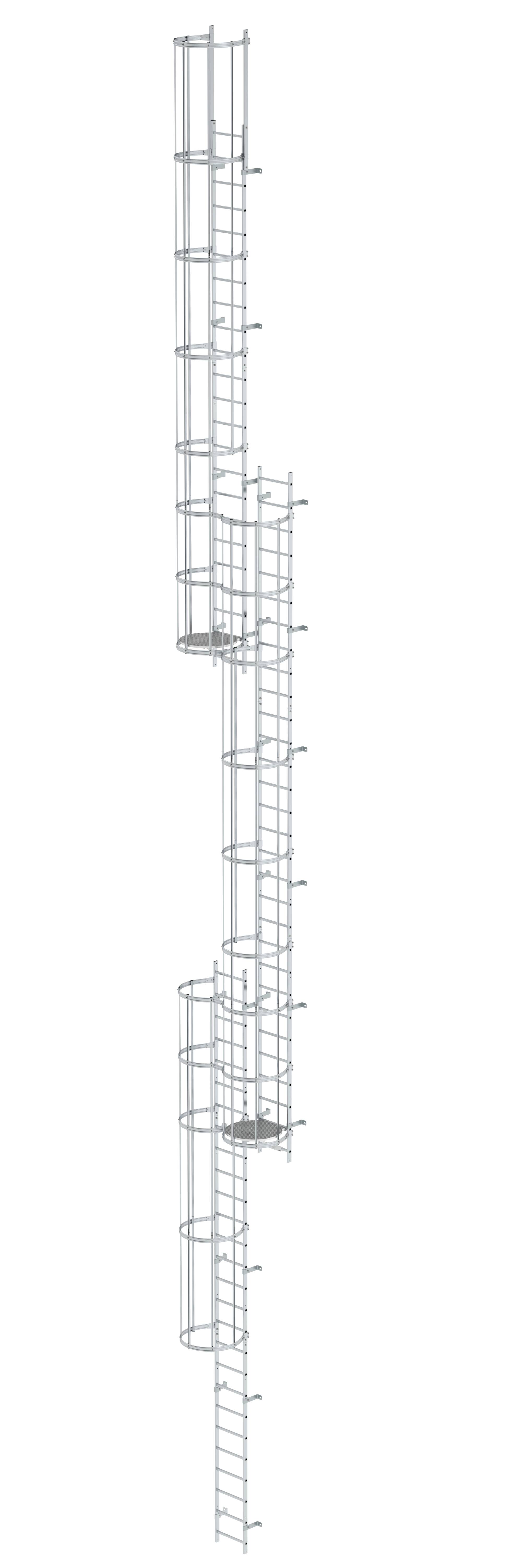 MUNK Mehrzügige Steigleiter mit Rückenschutz (Notleiter) Aluminium blank  