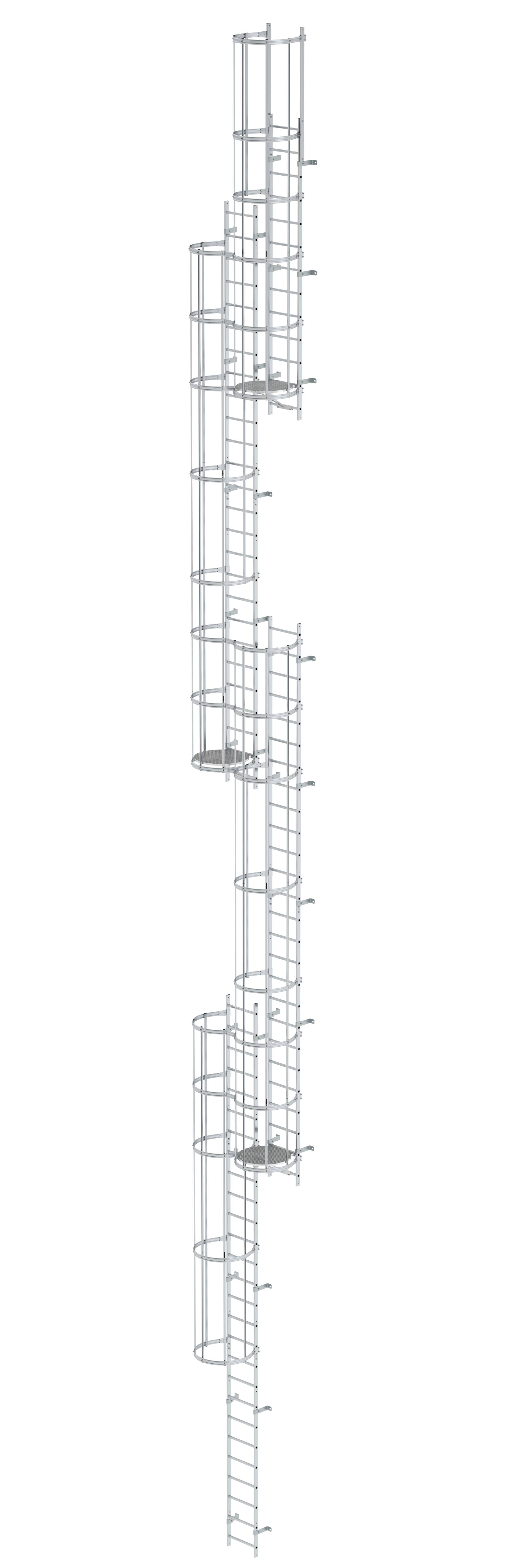 MUNK Mehrzügige Steigleiter mit Rückenschutz (Notleiter) Aluminium blank  