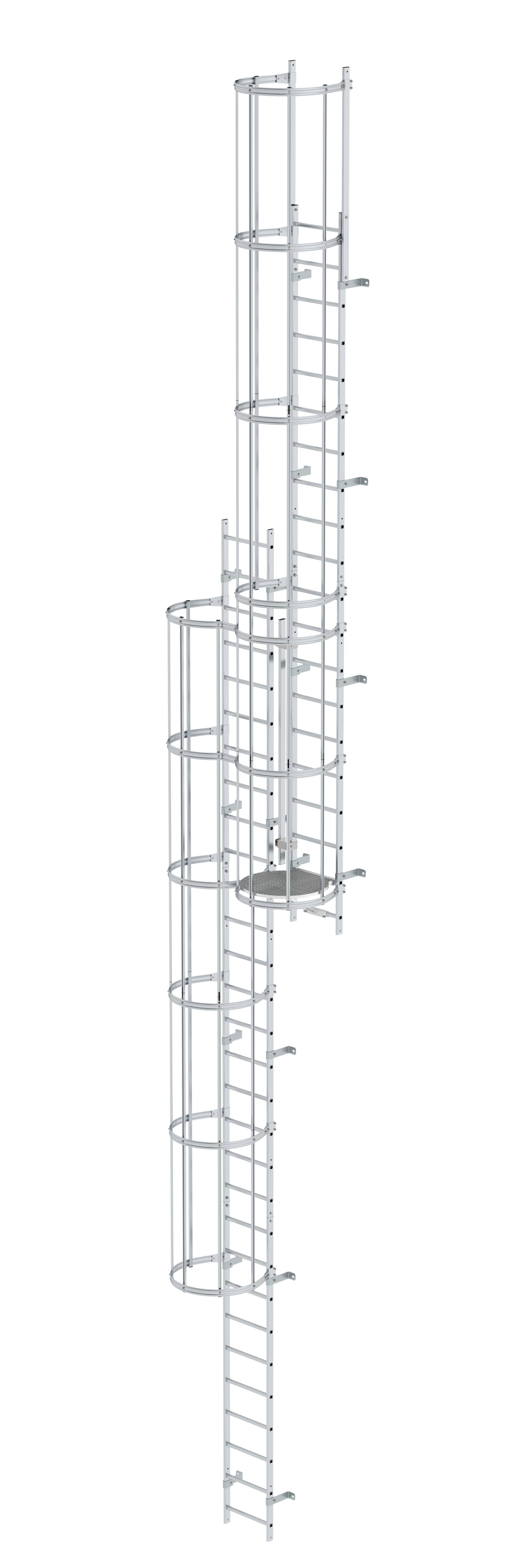 MUNK Mehrzügige Steigleiter mit Rückenschutz (Maschinen) Aluminium blank  