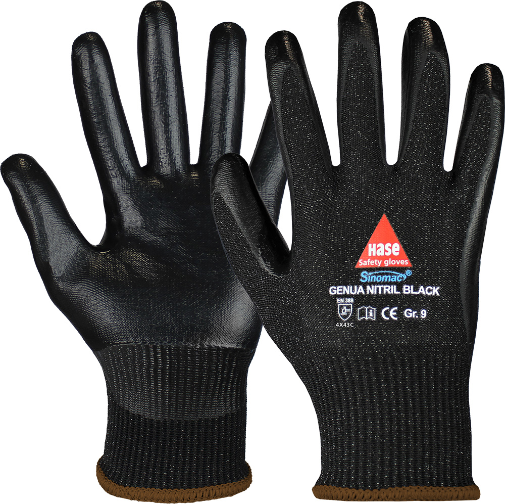 HASE Schnittschutzhandschuh "Genua Nitril Black" Nr. 508504, VPE: 10 PA