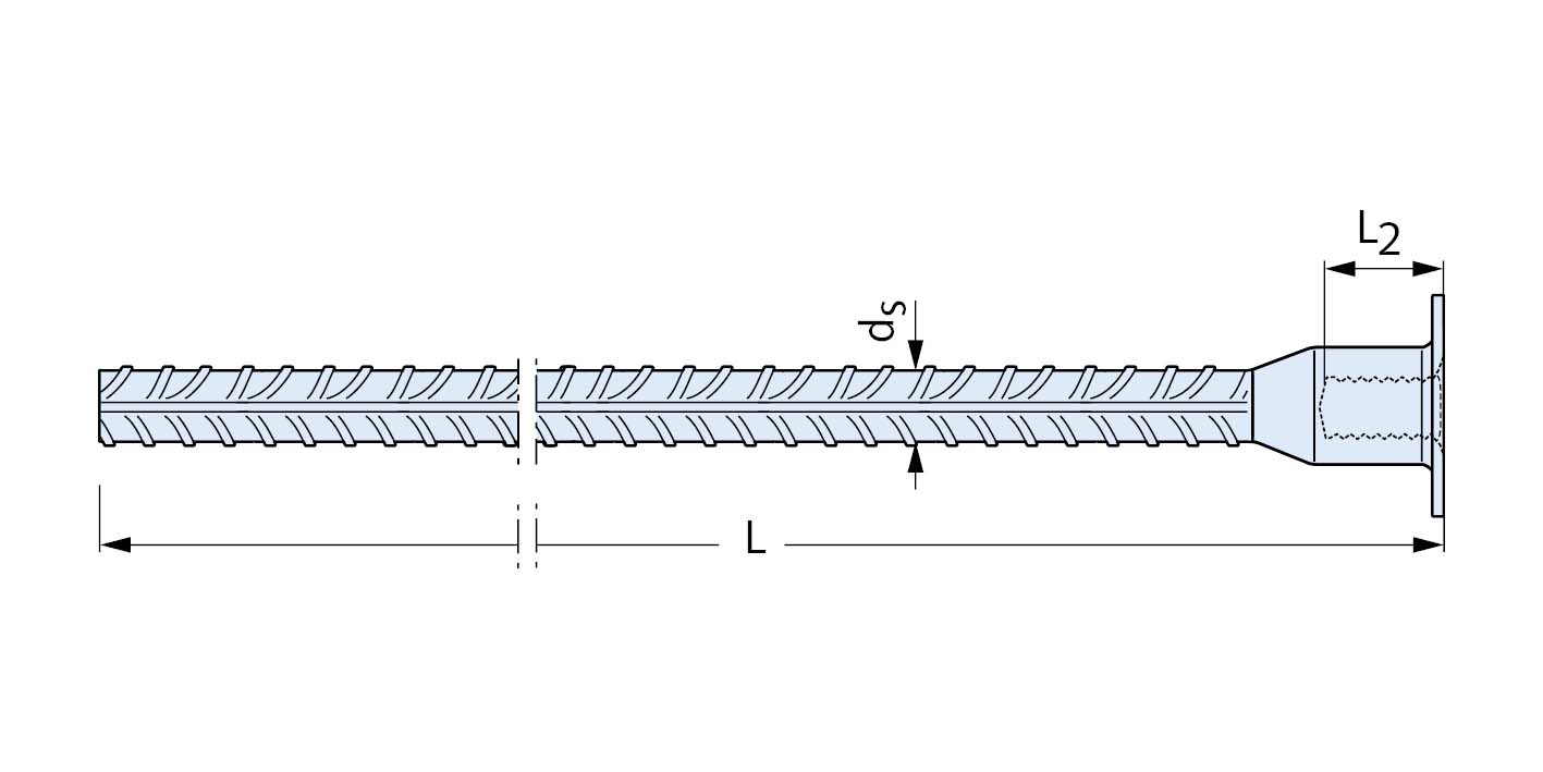 Halfen Muffenstab mit Nagelflansch HBS-05-B-12/1300 M12