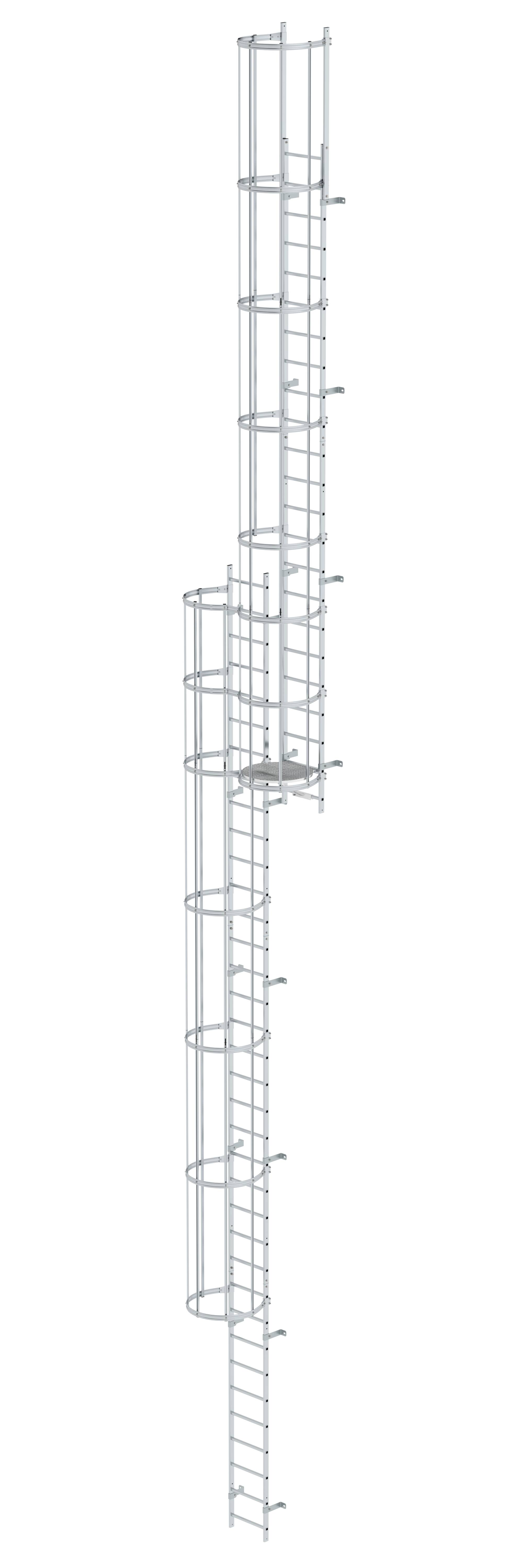 MUNK Mehrzügige Steigleiter mit Rückenschutz (Bau) Aluminium blank  