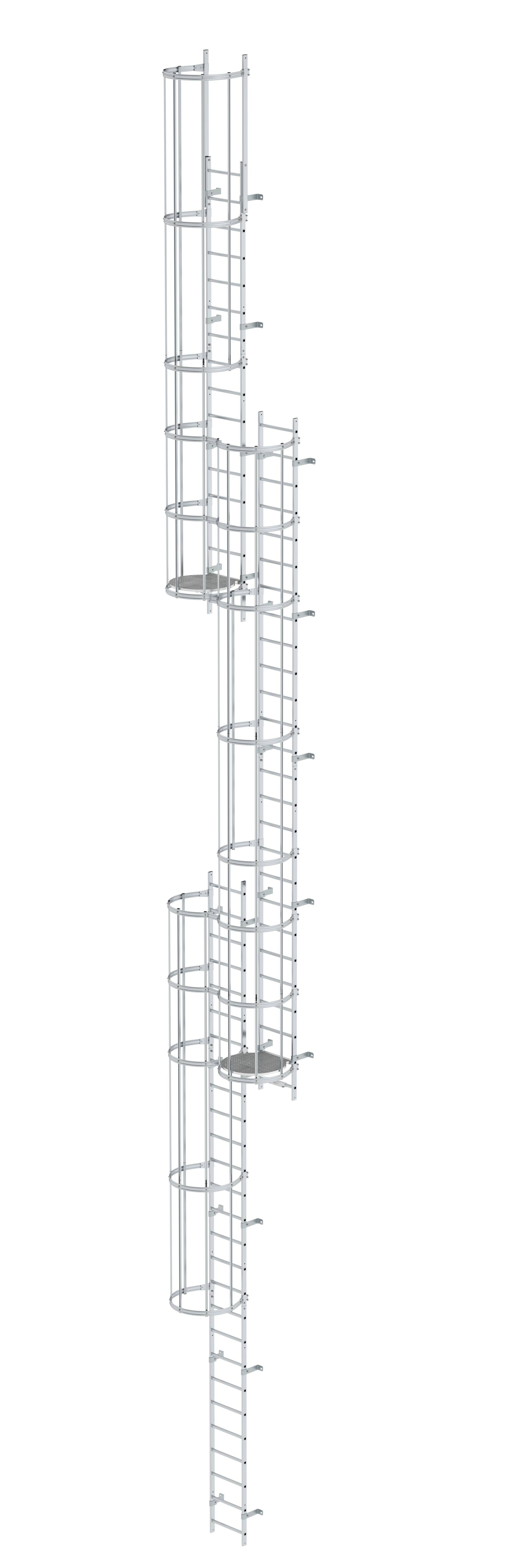 MUNK Mehrzügige Steigleiter mit Rückenschutz (Notleiter) Aluminium blank  