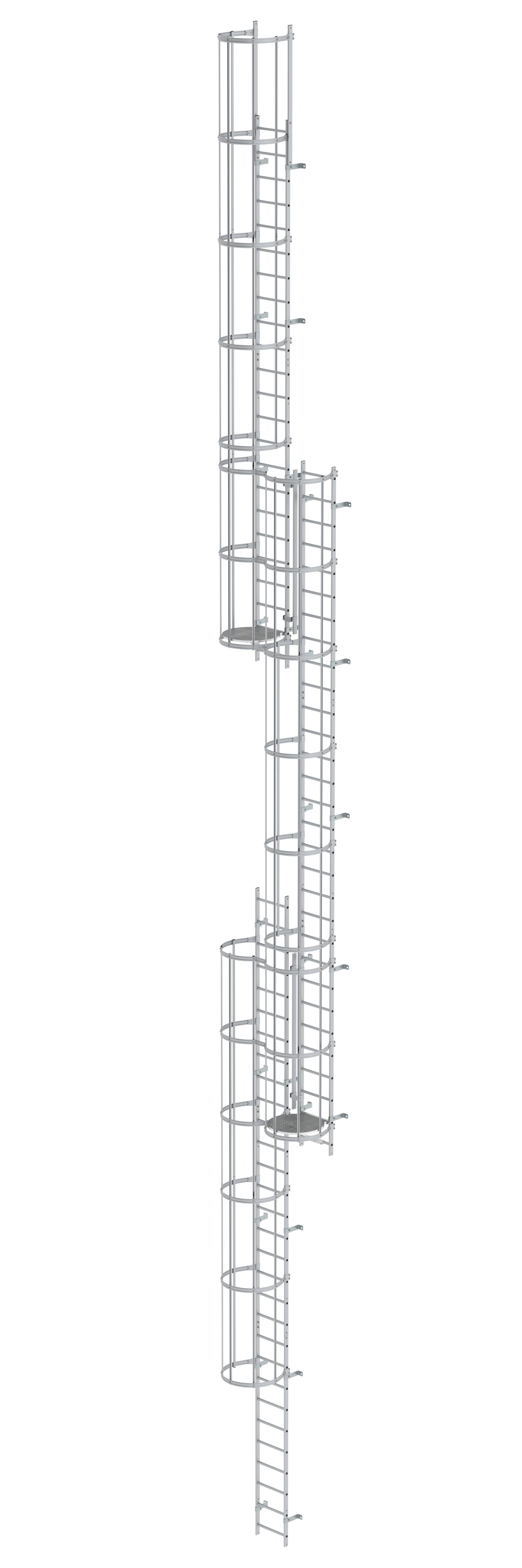 MUNK Mehrzügige Steigleiter mit Rückenschutz (Maschinen) Aluminium blank  