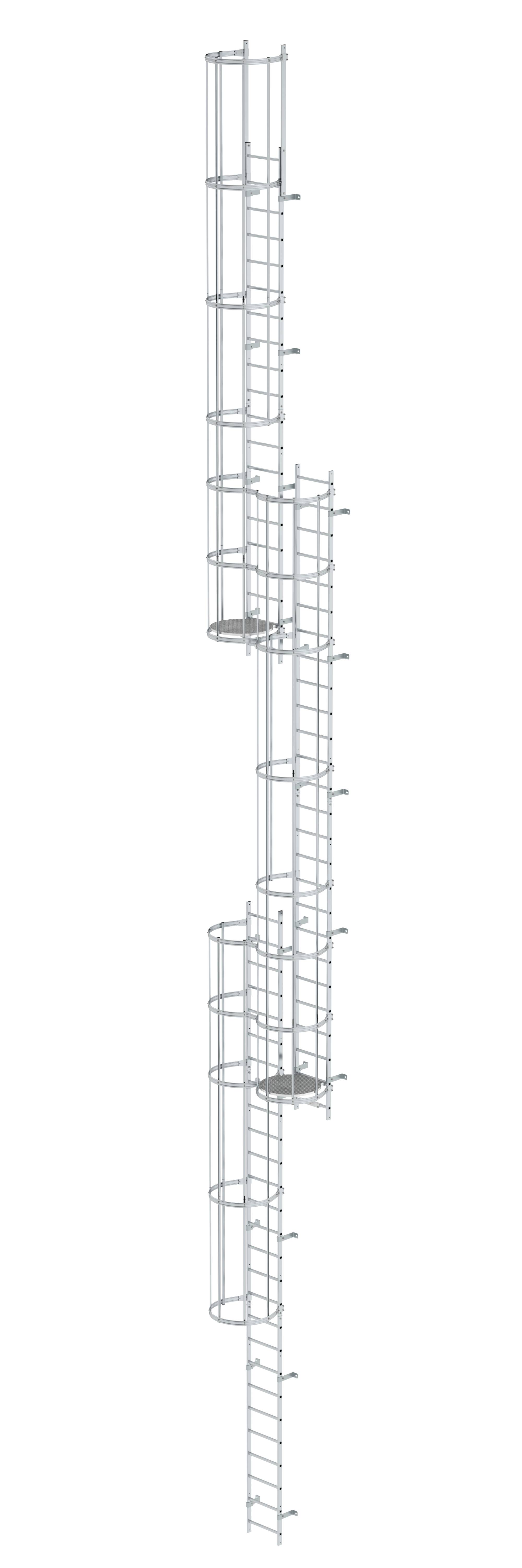 MUNK Mehrzügige Steigleiter mit Rückenschutz (Notleiter) Aluminium blank  