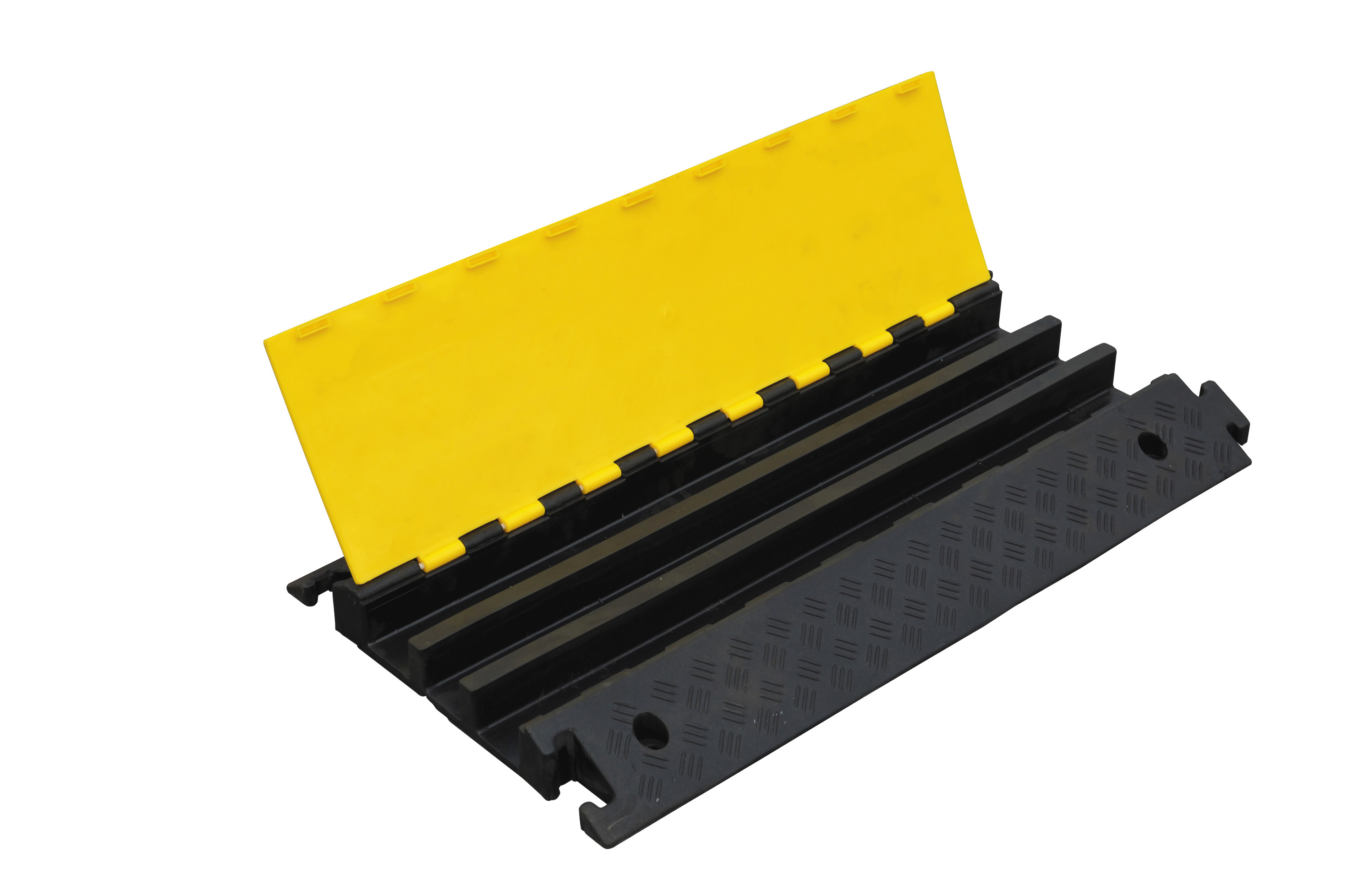 Kabelüberfahrschutz mit Nut und Federsystem und 3 Kanälen Ø60 mm  