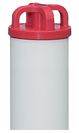 Sperrpfosten Alu.rot-weiß D.60 mm zum Einbetonieren mit Kettenkopf