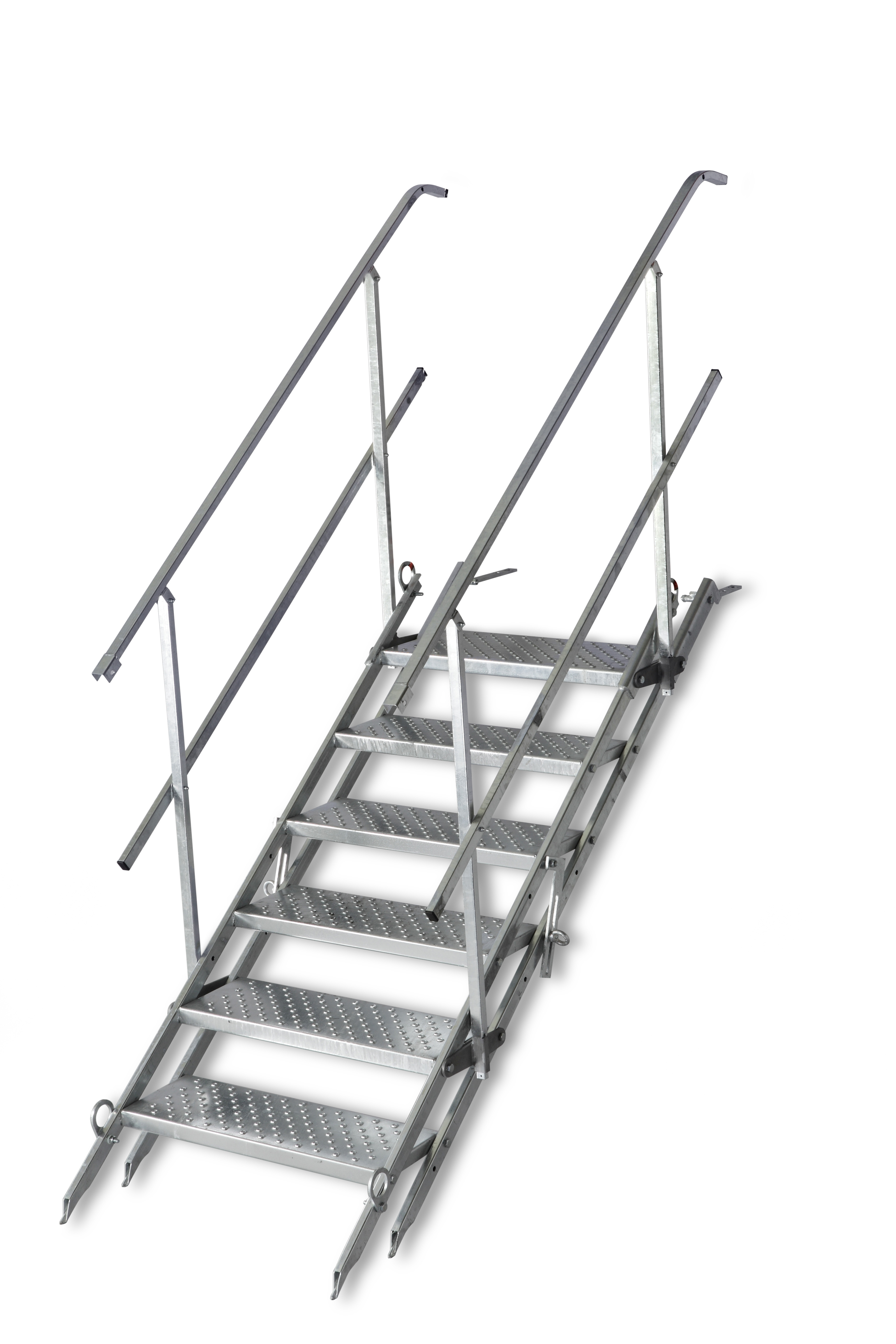 Bautreppe mit 6 Stufen und Geländern, verzinkt  