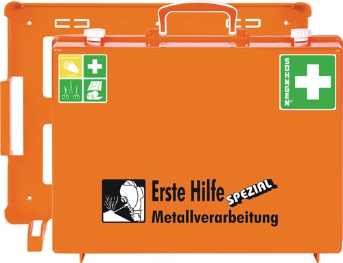 Erste Hilfe Koffer Beruf SPEZIAL Metallverarb. B400xH300xT150ca.mm orange