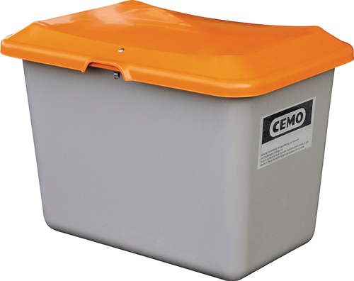 Streugutbehälter L890 x B600 x H340 mm 100l GFK grau/orange o.Entnahmeöffnung