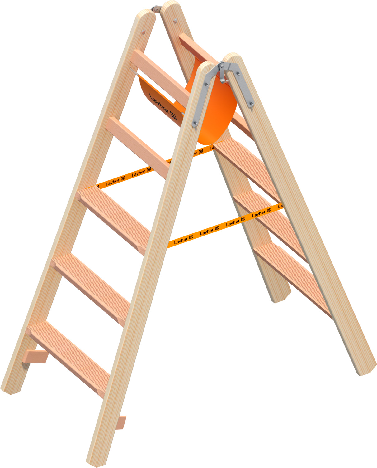 Layher Holzstehleiter mit Stufen 1020
