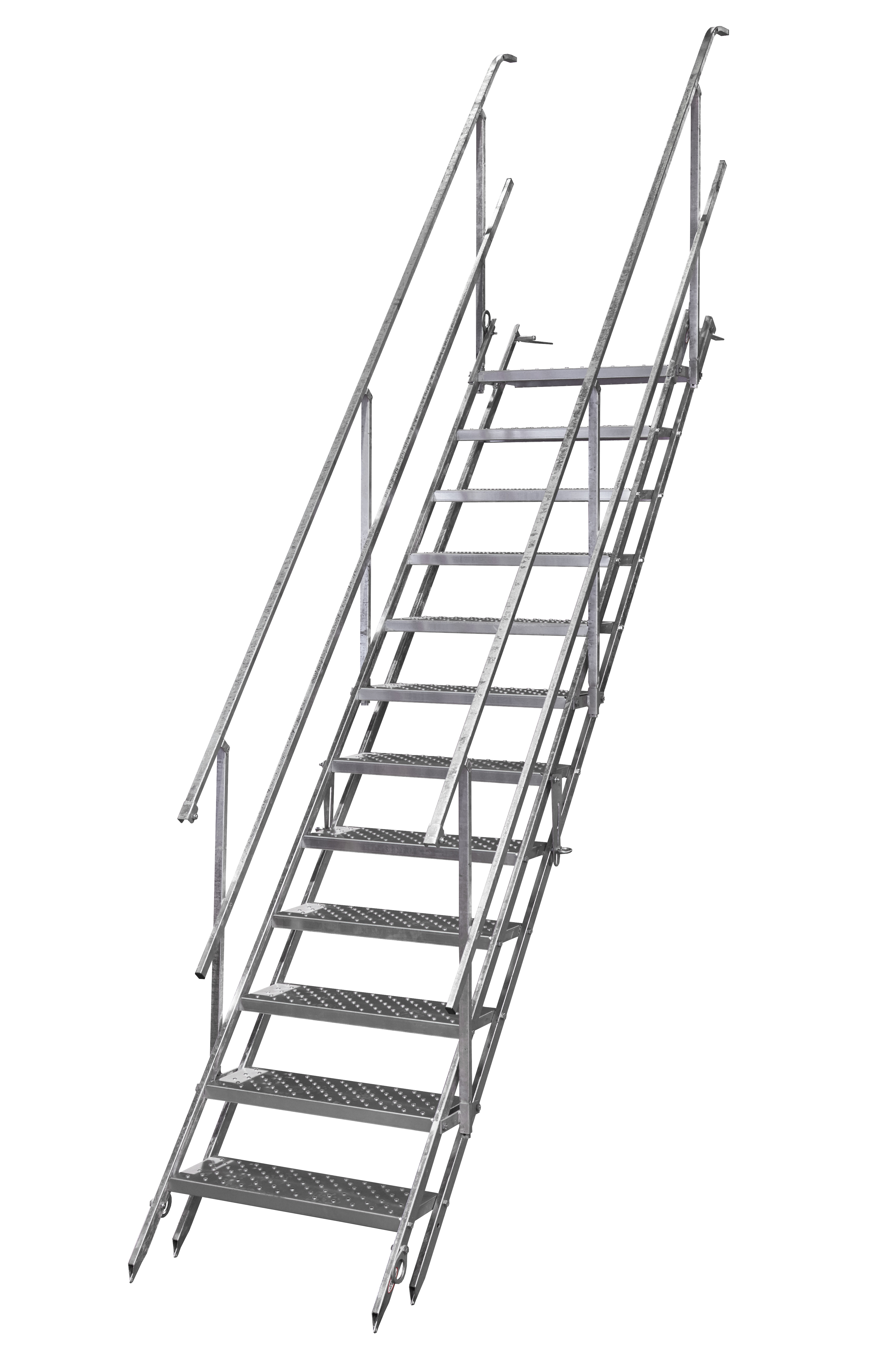 Bautreppe mit 12 Stufen und Geländern, verzinkt  