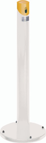 Ascherstandsäule Ø365 x H1005 mm weiß/gelb mit Inneneinsatz verz.