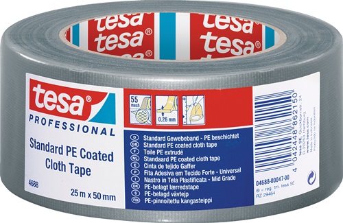 Gewebeband tesaband® Stand.4688 silber-matt L.25m B.50mm Rl.