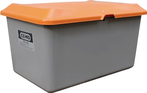Streugutbehälter L1210 x B820 x H670 mm 400l GFK grau/orange o.Entnahmeöffnung