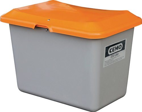 Streugutbehälter L890 x B600 x H640 mm 200l GFK grau/orange o.Entnahmeöffnung