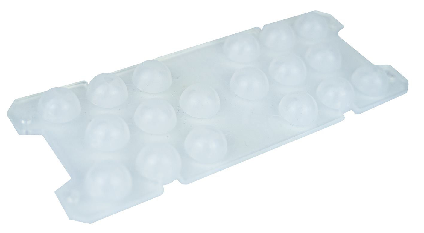 Stapelplatte mit Noppen, groß, Typ 1 weich, b= 62mm, L=161mm, transparent