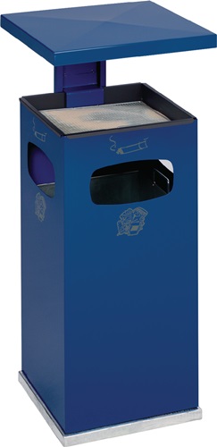 Kombi-Ascher H910 x B395 x T395 mm enzianblau quadratisch Stahlblech