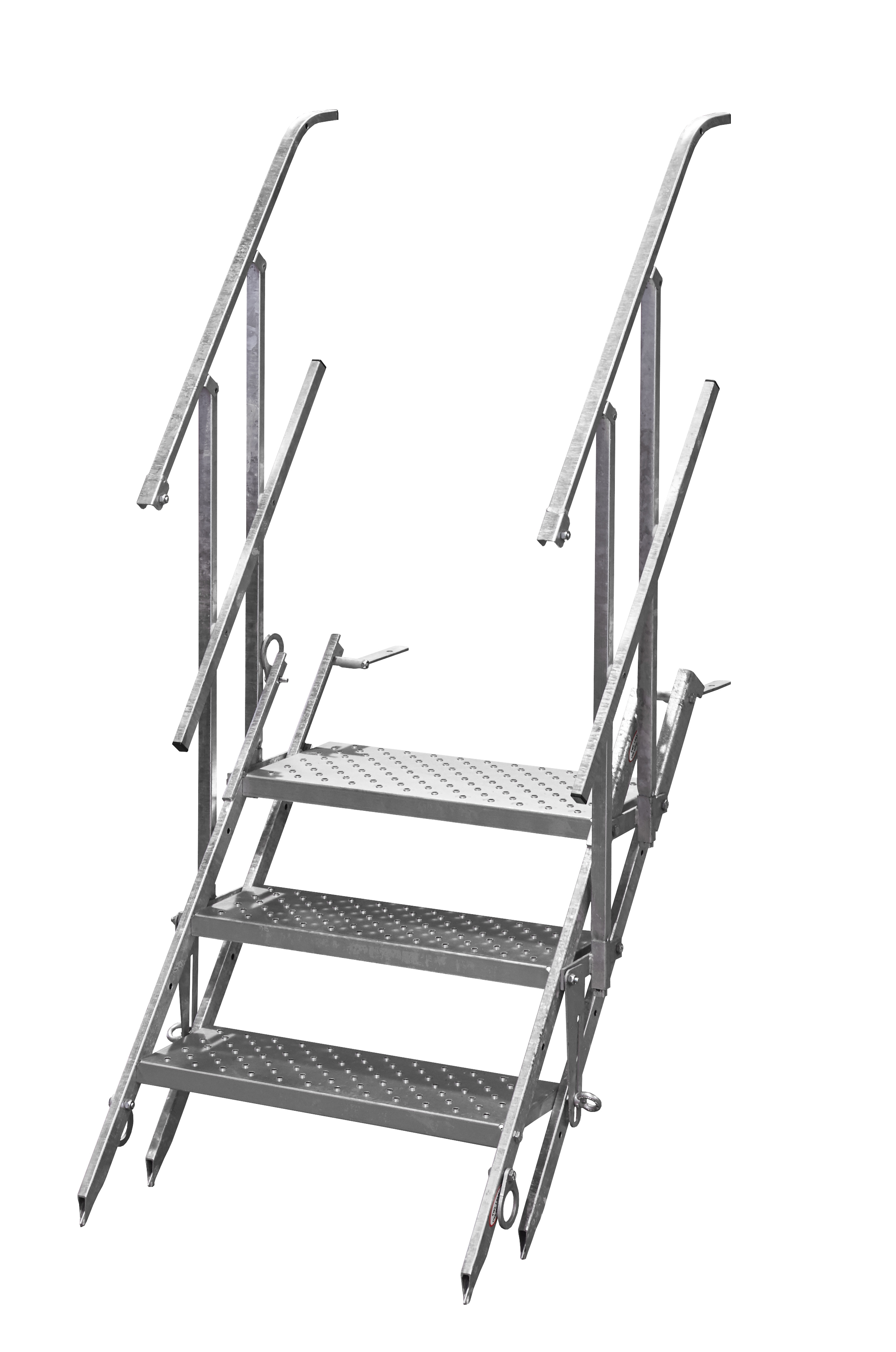 Bautreppe mit 3 Stufen und Geländern, verzinkt  